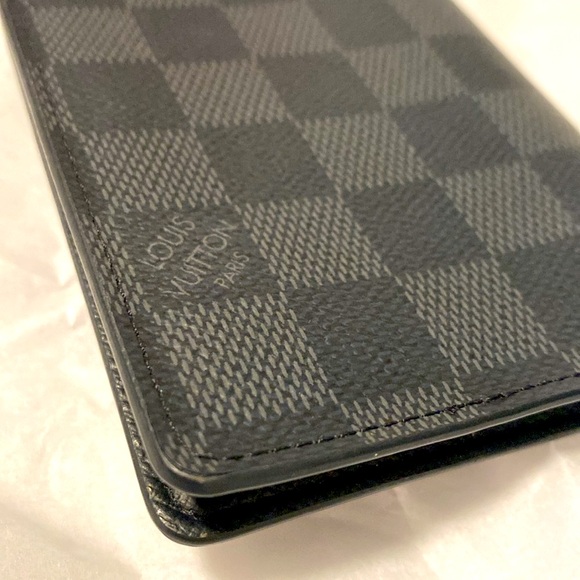 EUC [Louis Vuitton] Checkered Long Unisex Wallet Credit Card Holder Black/Grey - Picture 12 of 16